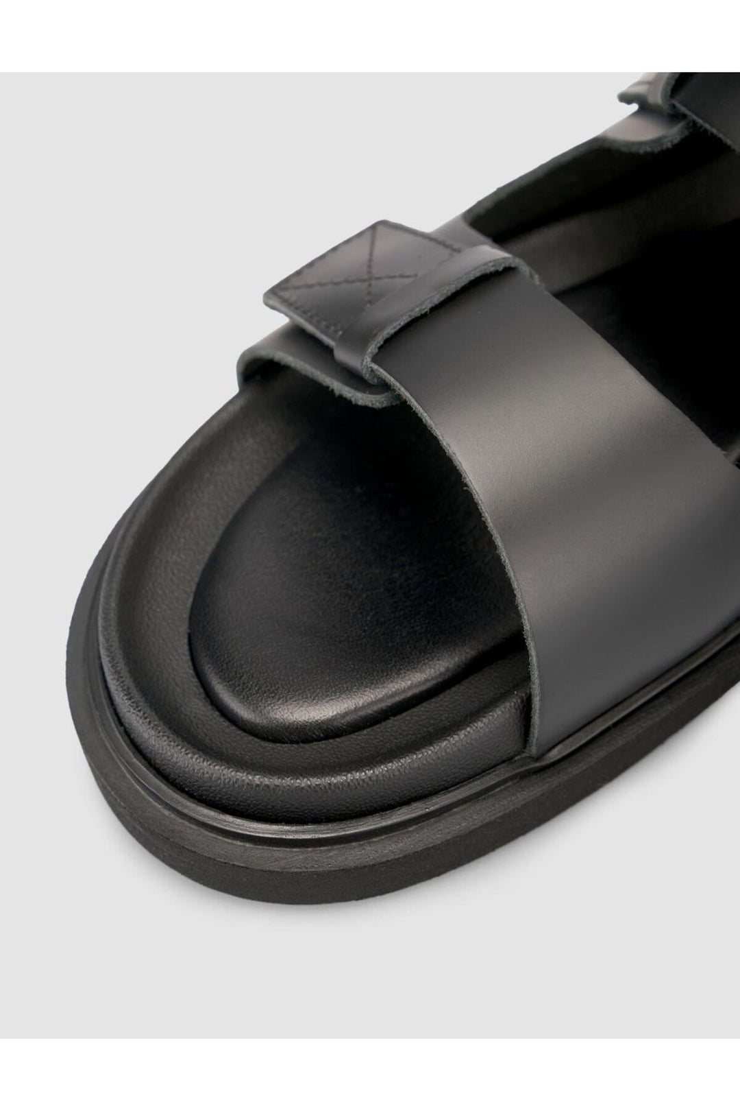 Cabani Shoes %100 Cuir véritable Sandales noires pour hommes à velcro - Noir