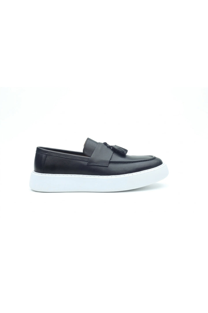 Wavelys GERARDO Mocassin en cuir véritable pour homme, style décontracté et élégant. - Noir