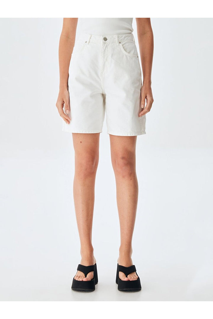 LTB Lores X Short en Jean Taille Haute Coupe Relaxed - Blanc_