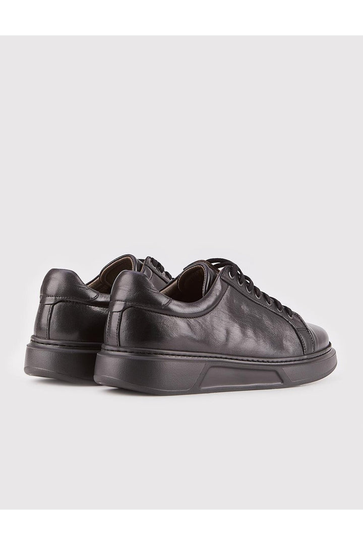 Cabani Shoes Chaussures de sport pour hommes en cuir véritable noir à lacets Eva Taban - Noir