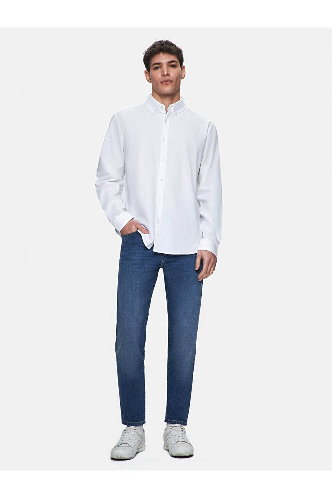 LTB Chemise Oxford blanche à manches longues Basıc