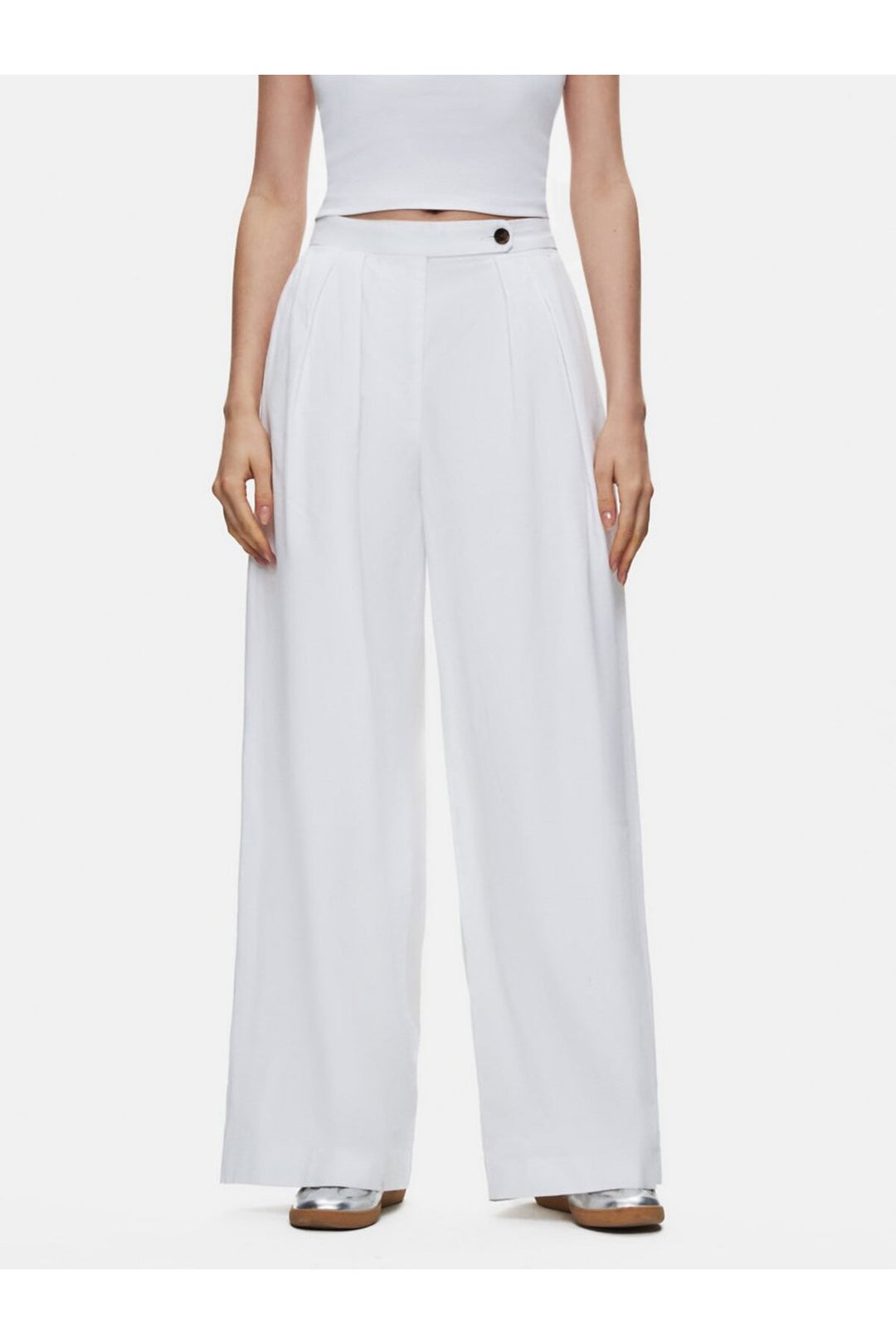 LTB Pantalon basique blanc jambes larges