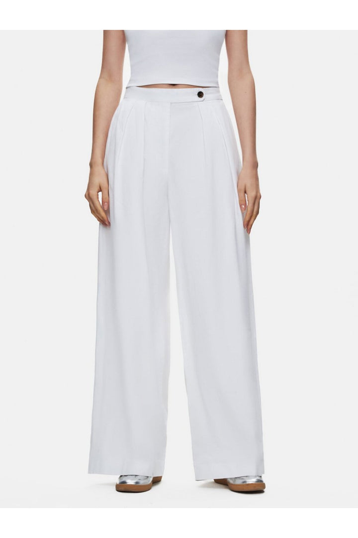 LTB Pantalon basique blanc jambes larges