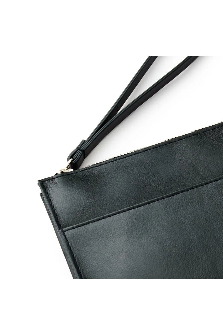helmbrook Sac Portefeuille en Cuir Véritable pour Femme Zippé RFID Protégé Beverly Black