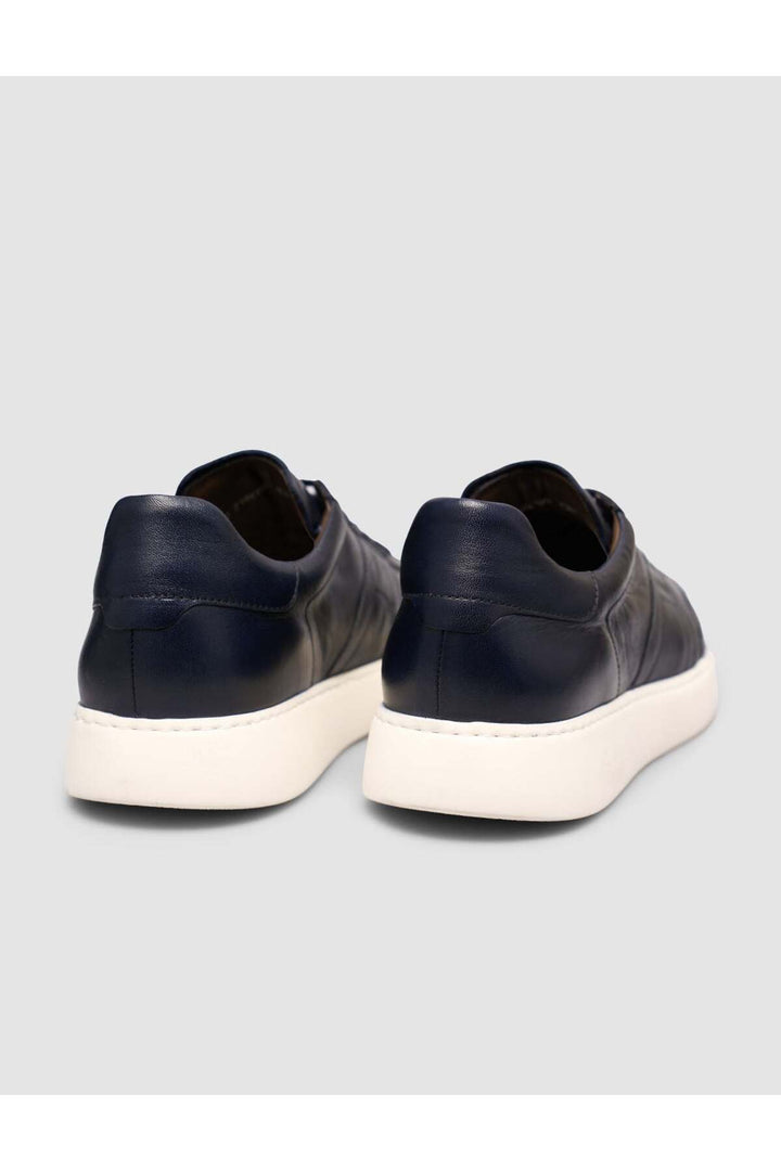 Cabani Shoes Rivavin %100 Cuir Baskets Homme à Lacets Bleu marine - Multicolore