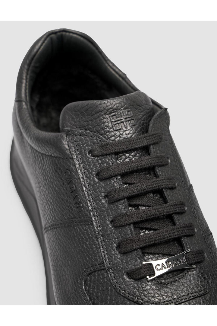 Cabani Shoes %100 Cuir véritable avec intérieur en fourrure, Baskets noires - Noir