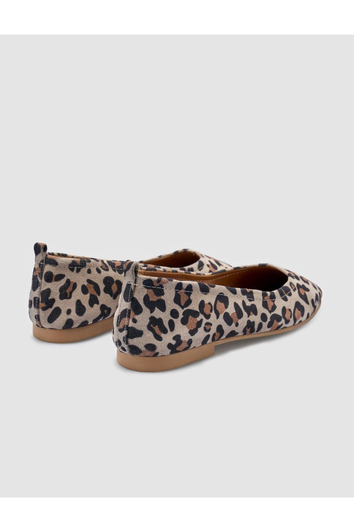 Cabani Shoes %100 Cuir véritable Ballerines léopard beige pour femmes - Beige