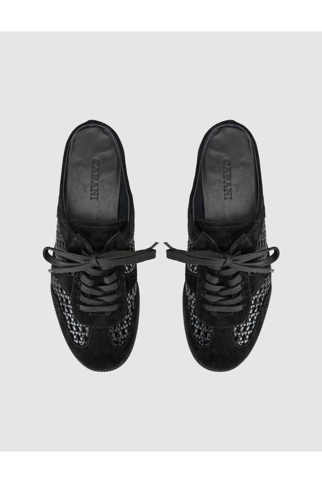 Cabani Shoes Baskets mule femme en cuir véritable noir - Multicolore
