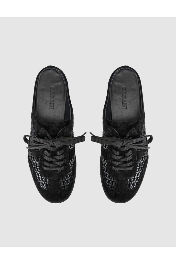 Cabani Shoes Baskets mule femme en cuir véritable noir - Multicolore