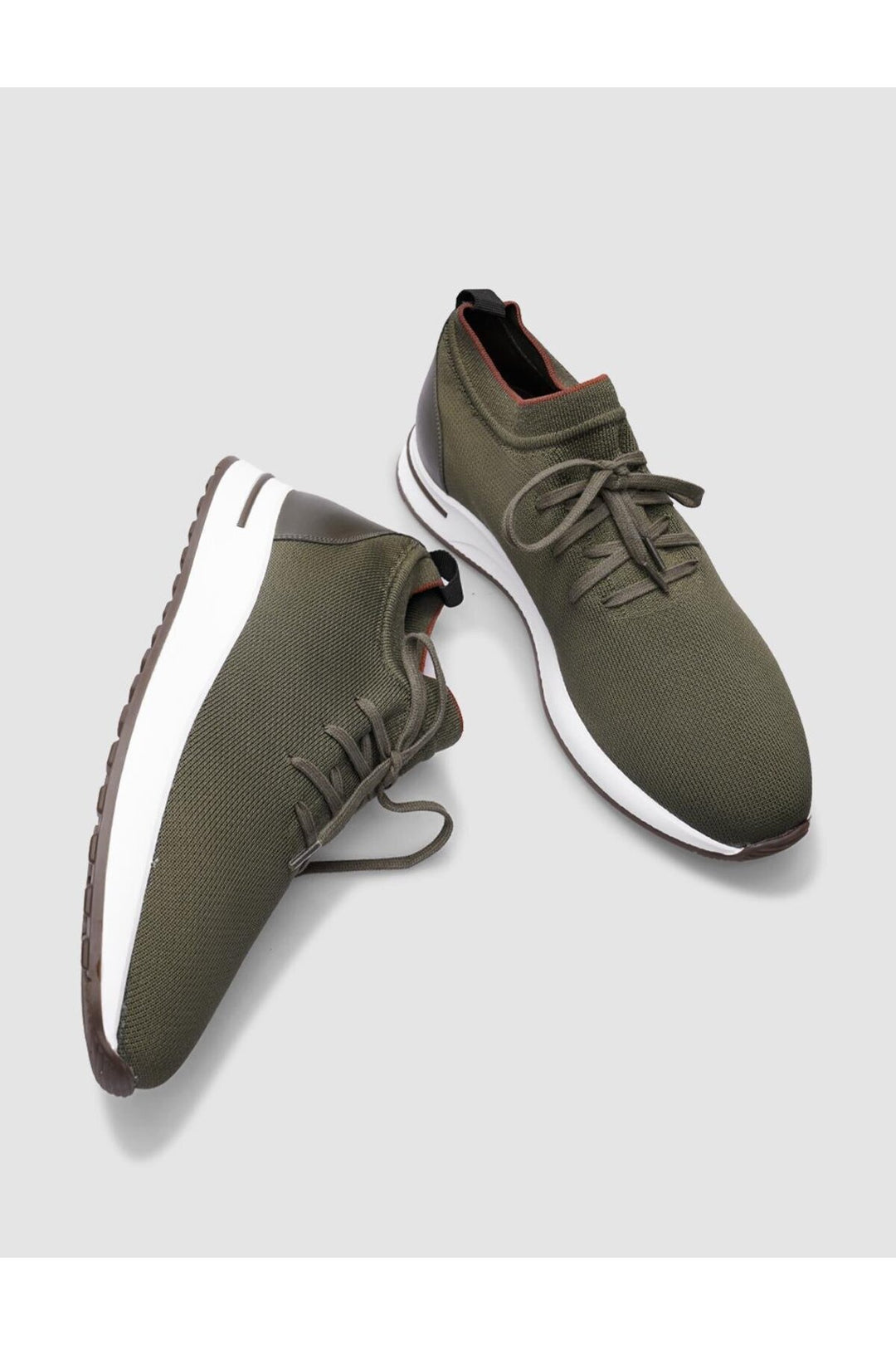 Cabani Shoes Modena Tricot Vert olive Chaussures de sport pour hommes à lacets - Kaki