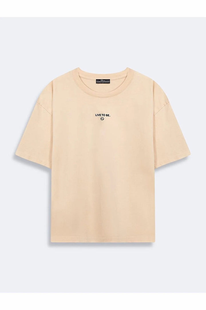 LTB T-shirt classique beige imprimé à manches courtes
