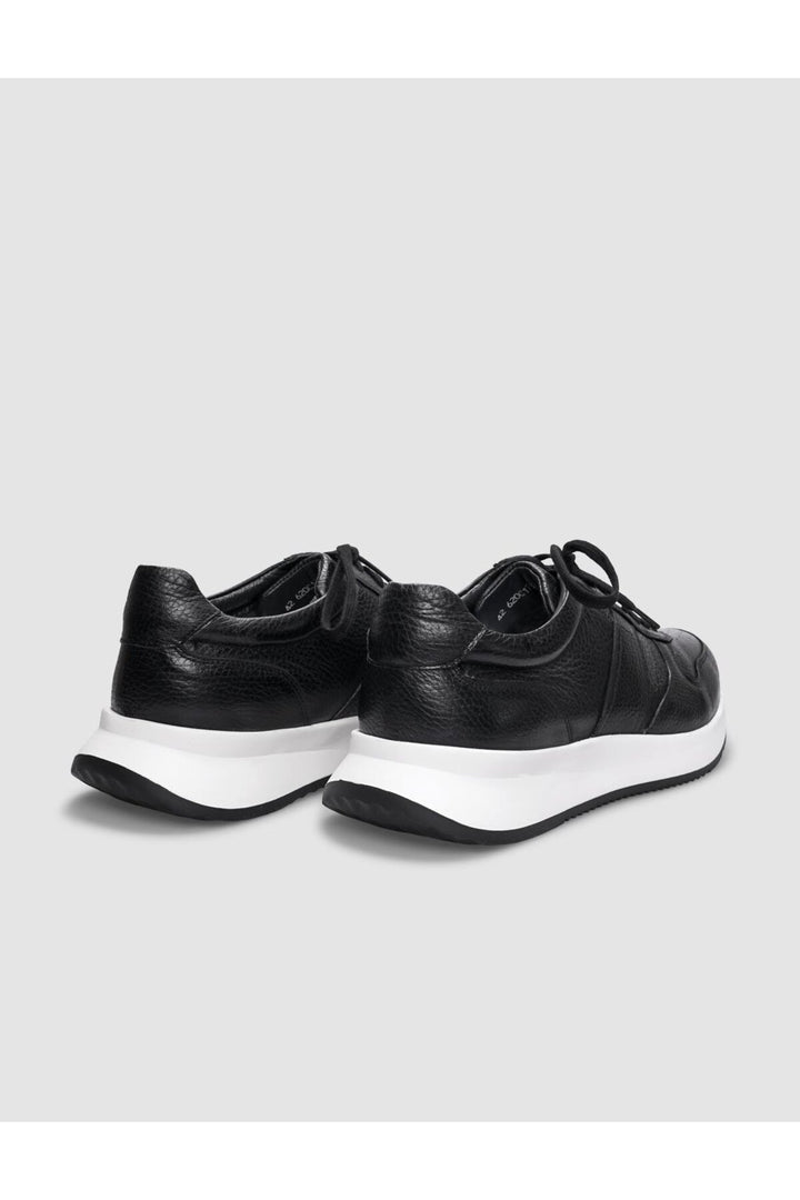 Cabani Shoes Chaussures de sport pour hommes en cuir véritable noires à lacets - Noir
