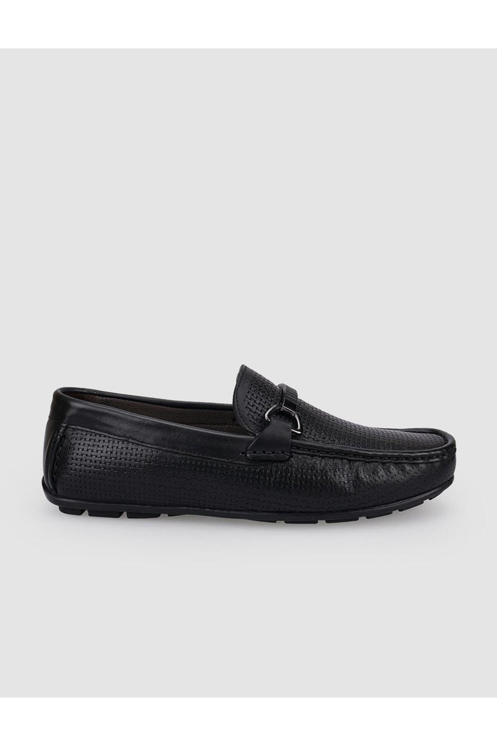 Cabani Shoes %100 Cuir véritable Mocassins pour hommes à boucle noire - Noir