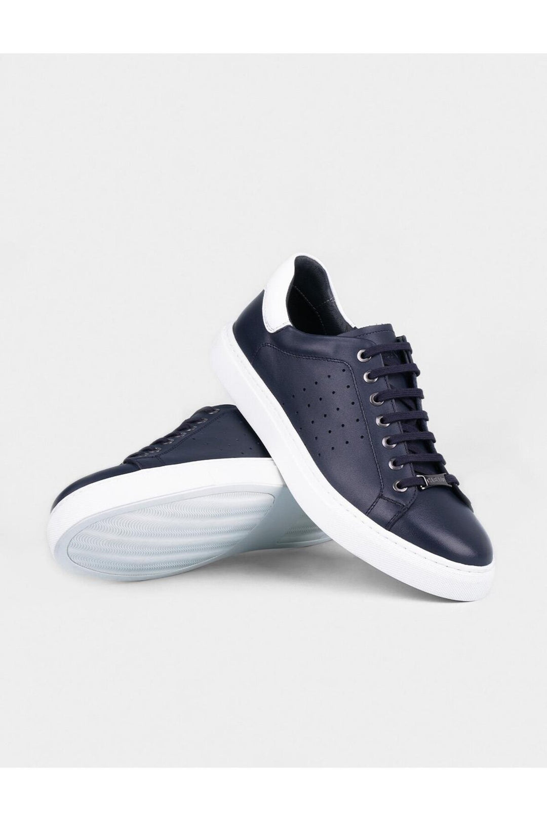 Cabani Shoes Sneaker en Cuir Véritable Bleu marine à Lacets pour Homme - Bleu marine