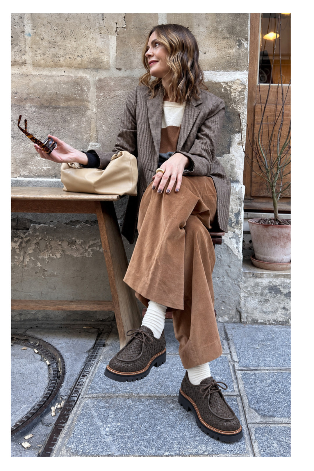 Wavelys Hara Marron Cuir Véritable Mocassins Anatomiques Élégants Femme avec Détails Tressés - Marron