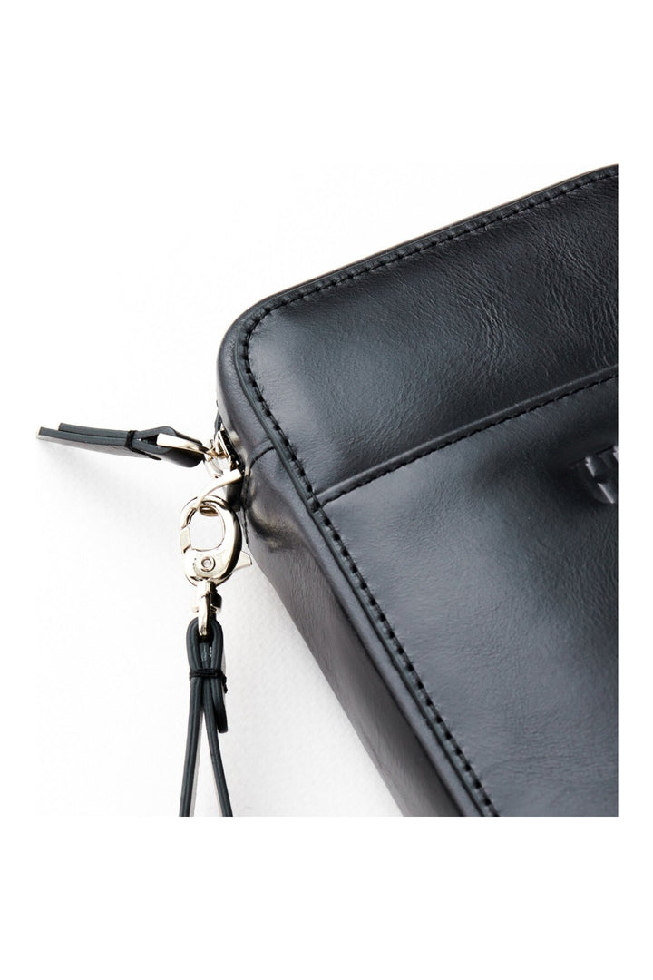 helmbrook Sac à main en cuir véritable Bracelet Poche avant RFID Protégé Carlye Noir