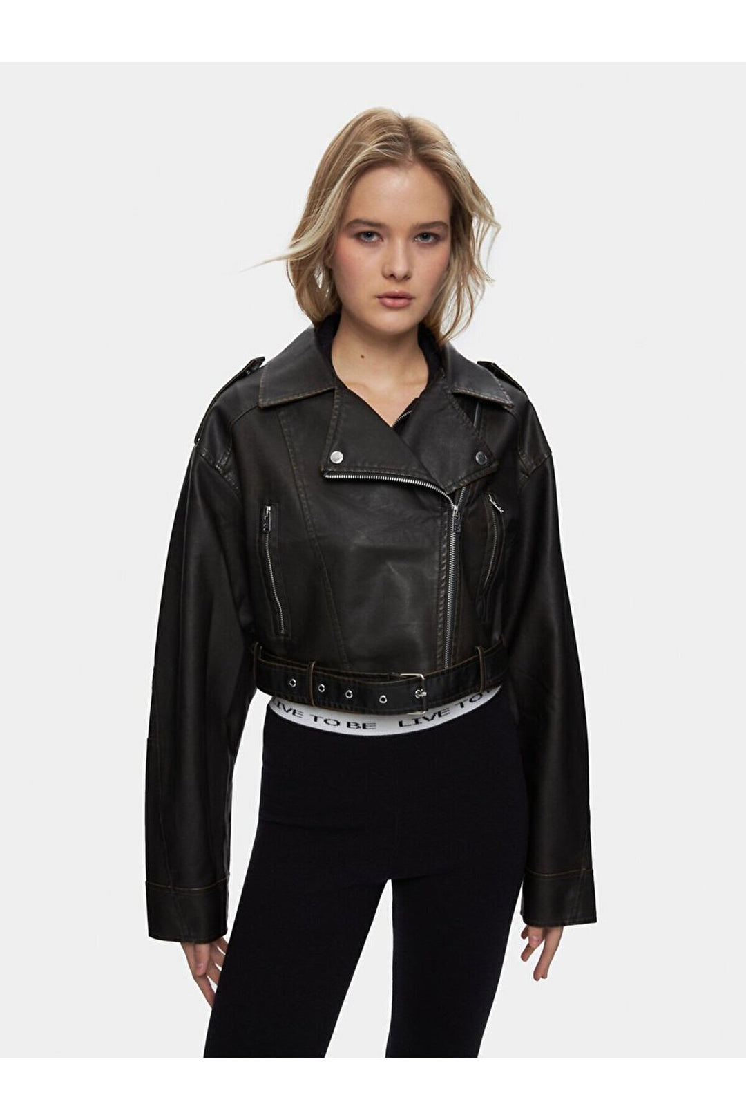 LTB Veste zippée couleur marron à col cubain avec effet délavé - Marron