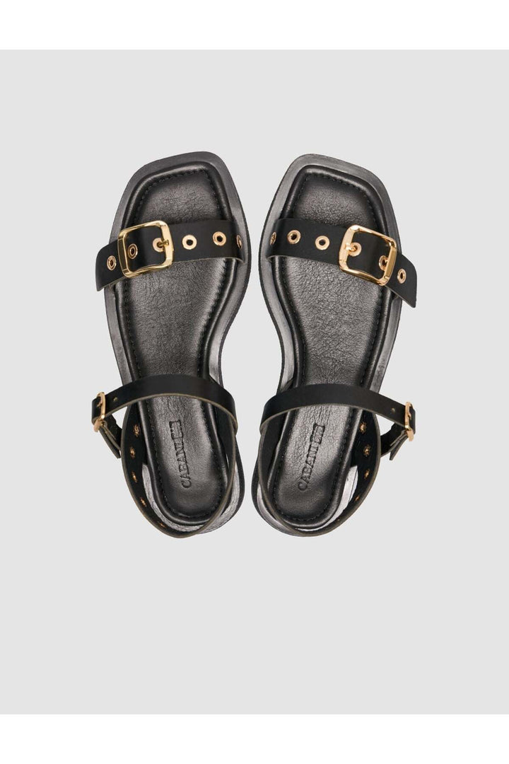 Cabani Shoes Sandales pour femmes en cuir véritable avec boucle noire - Multicolore