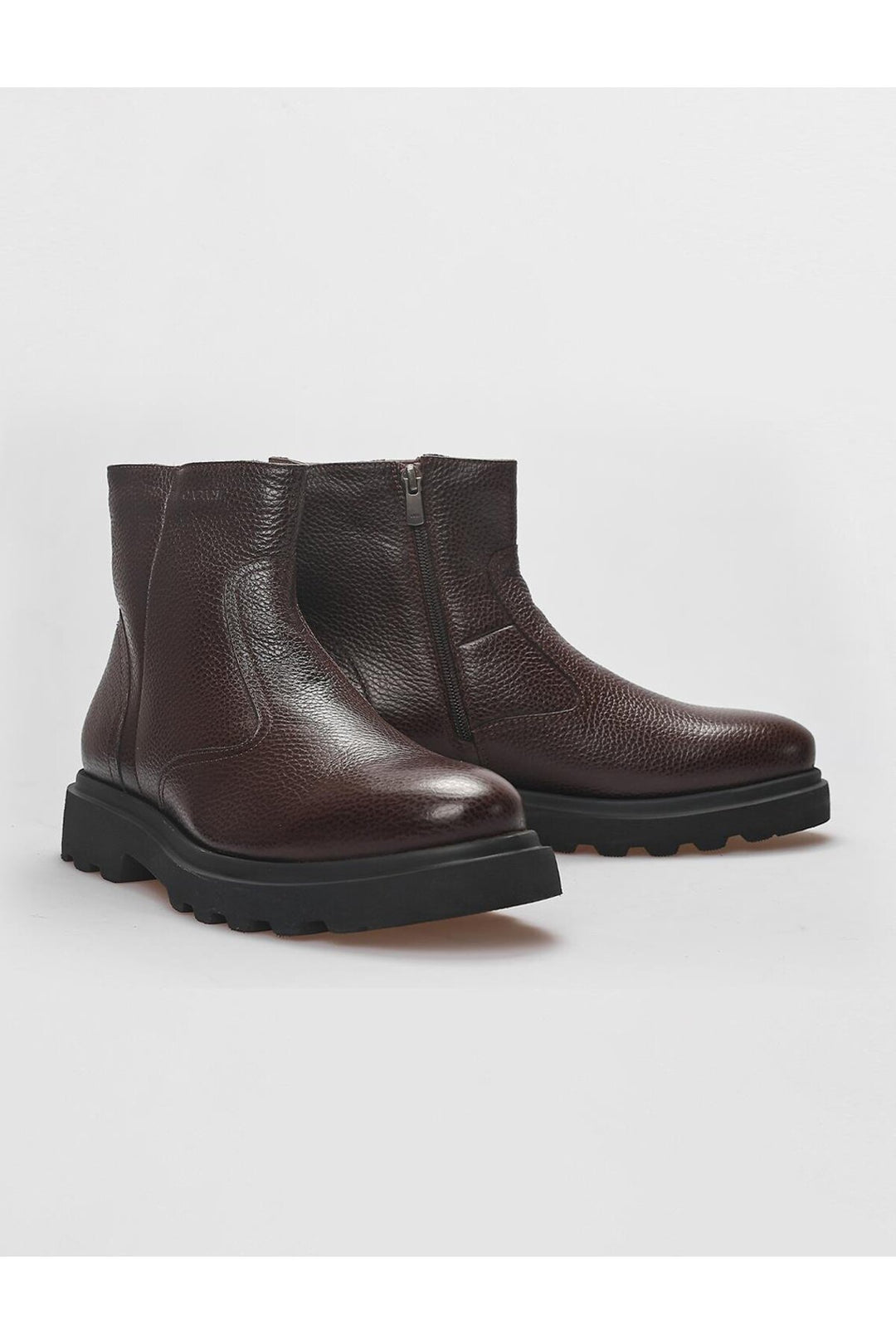 Cabani Shoes Bottines pour hommes en cuir véritable marron avec fermeture éclair - Multicolore