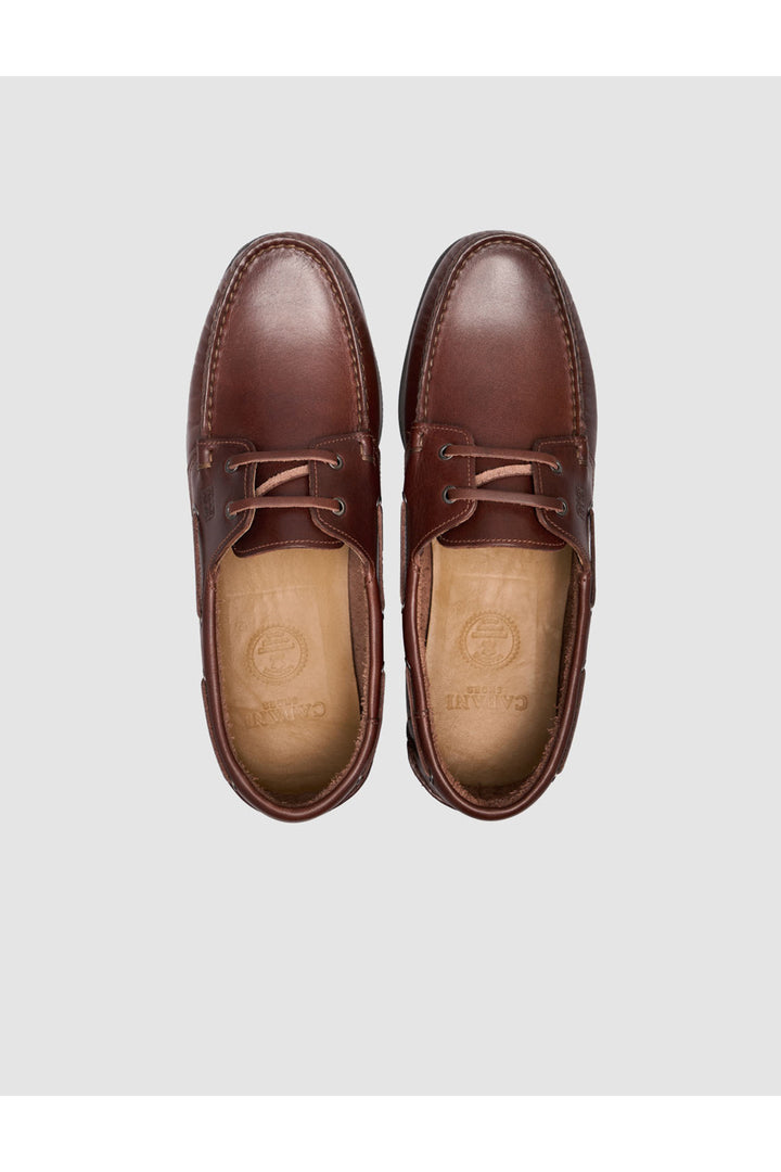 Cabani Shoes Kylavex Chaussures de bateau en cuir véritable marron à lacets pour le quotidien - Marron
