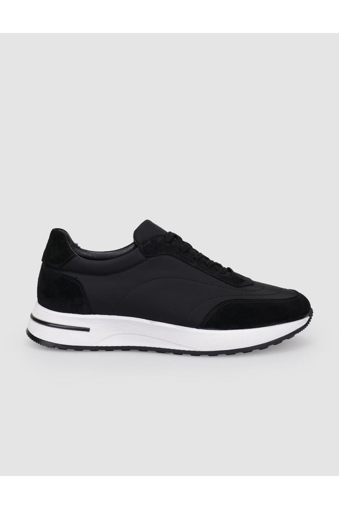 Cabani Shoes Chaussures de sport pour hommes en cuir véritable suédé noir avec lacets - Noir