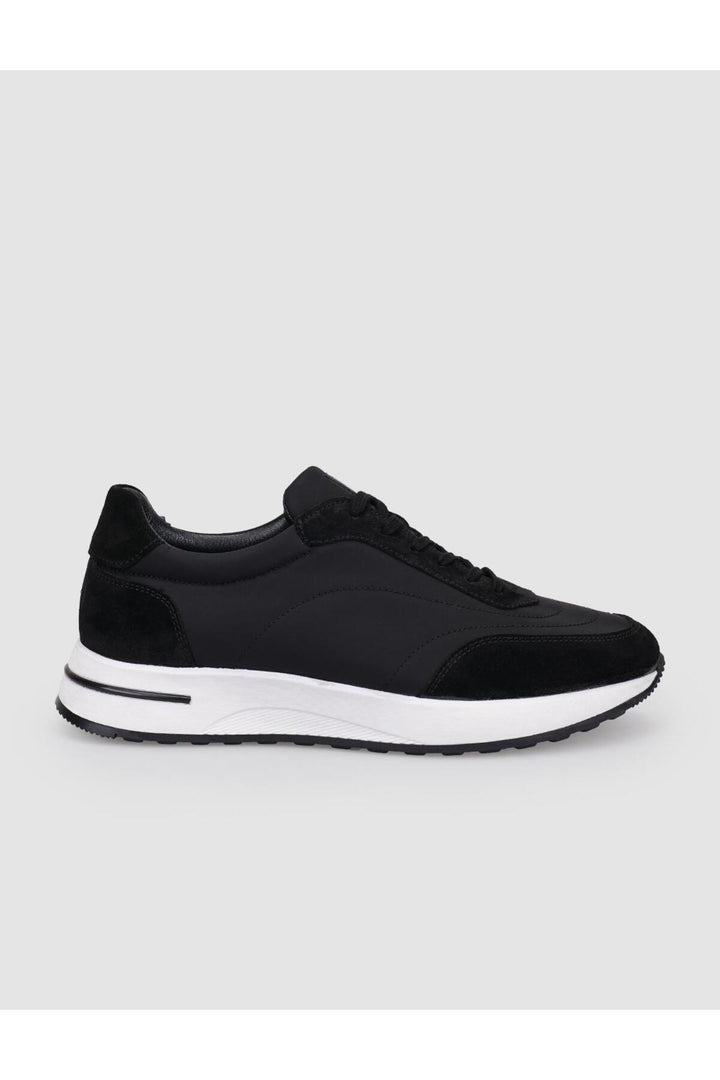 Cabani Shoes Chaussures de sport pour hommes en cuir véritable suédé noir avec lacets - Noir