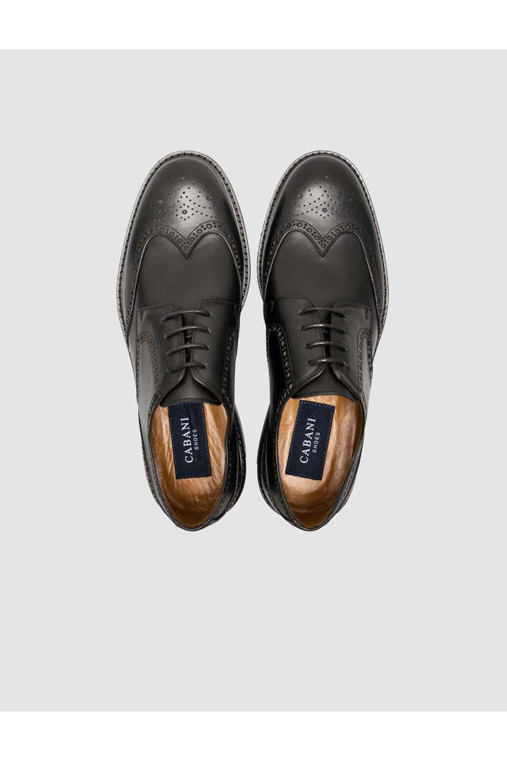 Cabani Shoes %100 Cuir véritable chaussure classique pour homme en cuir noir avec motifs - Noir