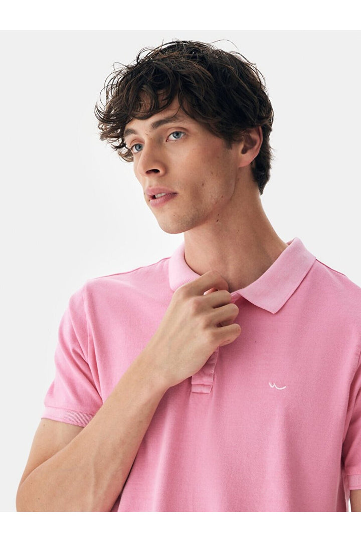 LTB T-shirt rose à col roulé et effet pâle