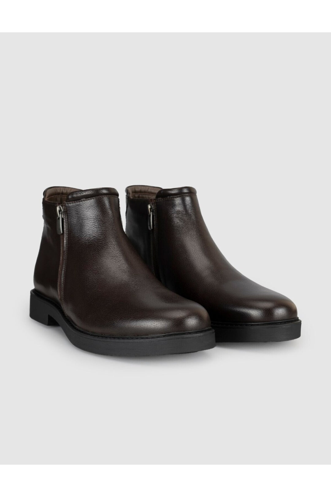 Cabani Shoes Bottines pour hommes en cuir véritable marron foncé avec fermeture éclair - Multicolore