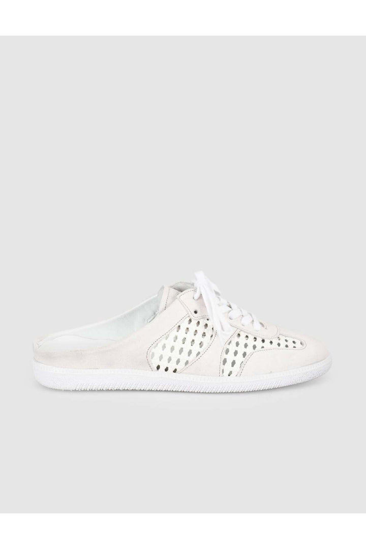 Cabani Shoes Baskets mules femmes en cuir véritable blanc - Multicolore