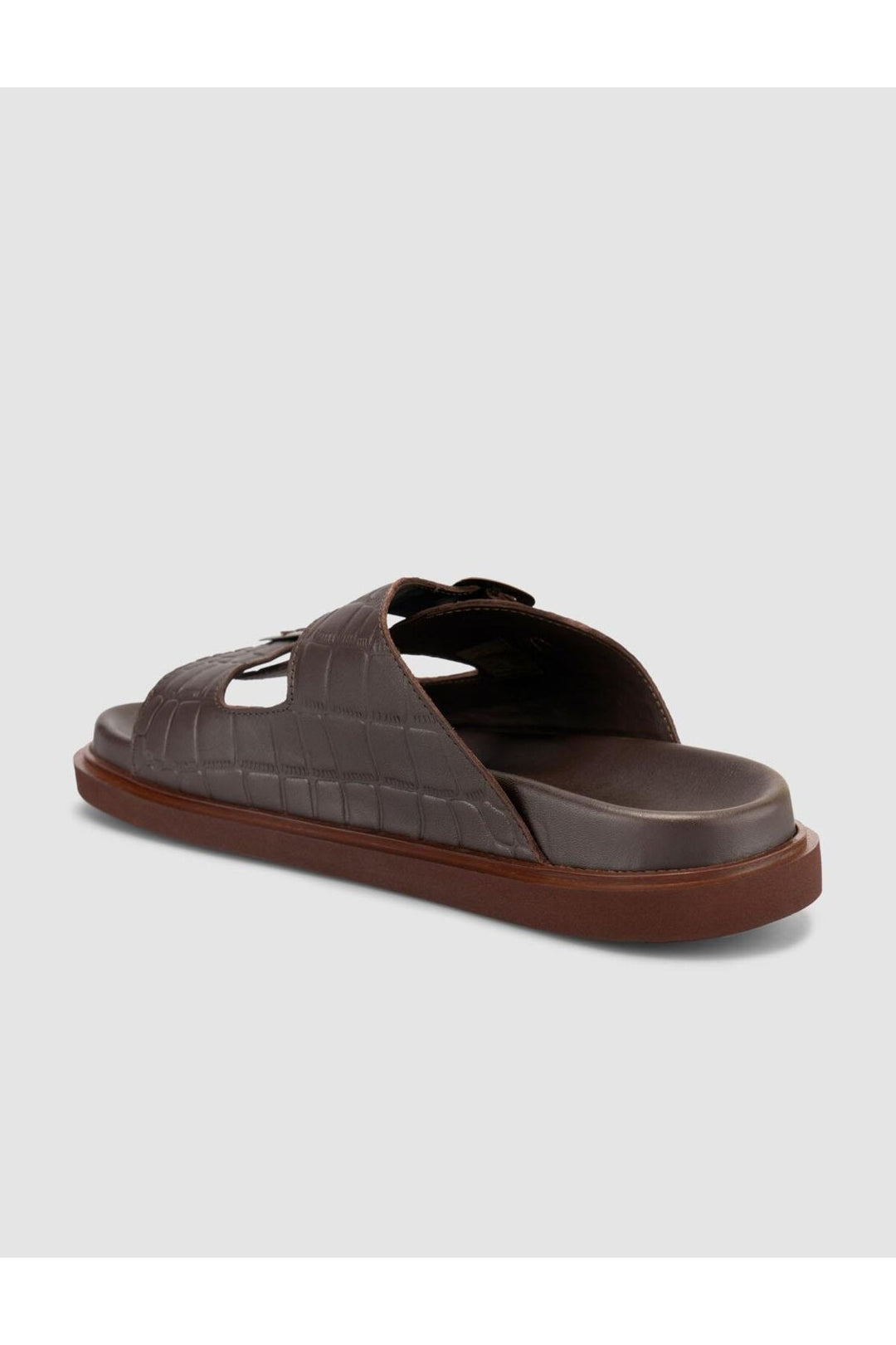 Cabani Shoes %100 Cuir Véritable Sandale Homme en Cuir Croco Marron - Marron