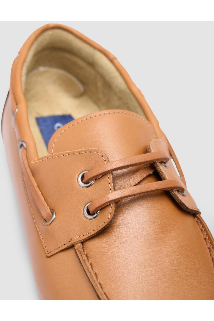 Cabani Shoes Valosco %100 Cuir Véritable Chaussures de Bateau Quotidiennes Femme en Cognac - Multicolore