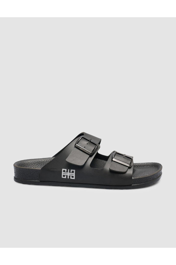 Cabani Shoes Sandale homme noire avec détail de boucle - Multicolore