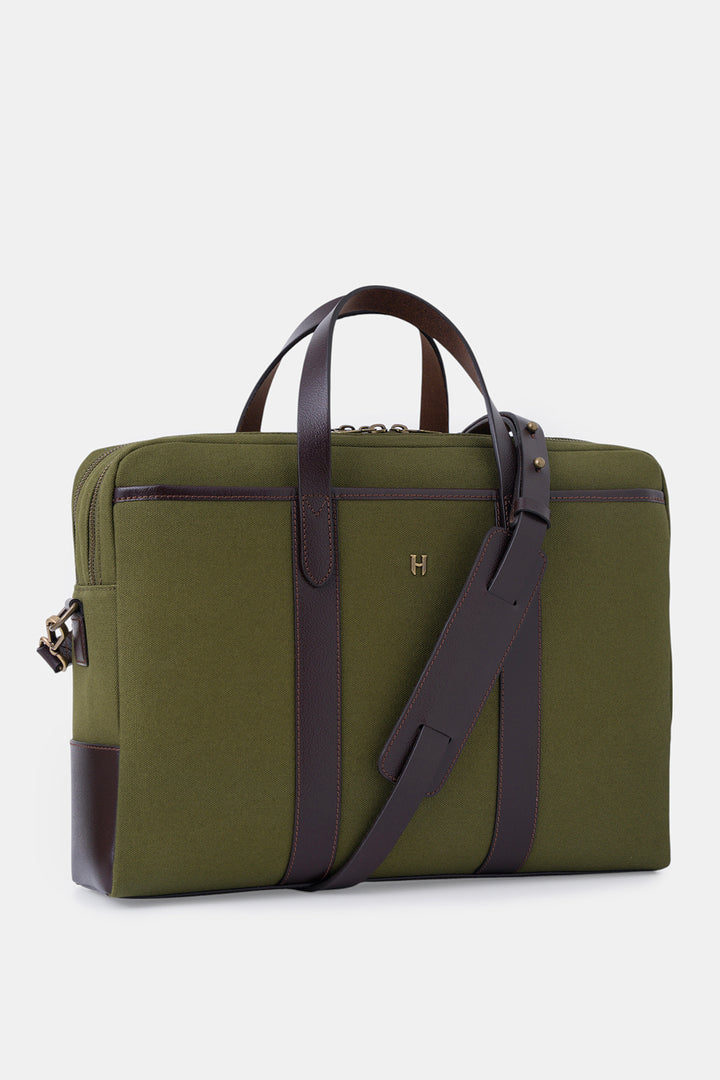 helmbrook Sac pour ordinateur portable Benedict en cuir véritable 15,6"à deux compartiments pour homme
