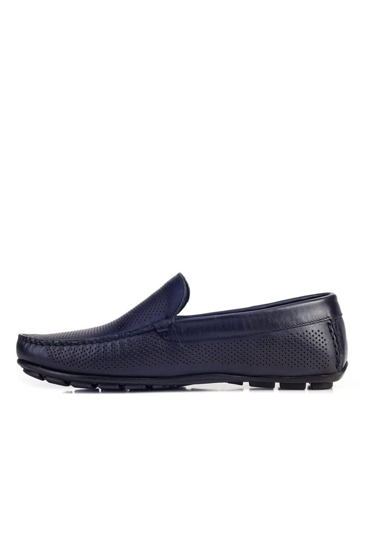 Cabani Shoes Loafer pour homme en cuir véritable découpé au laser bleu marine - Bleu marine