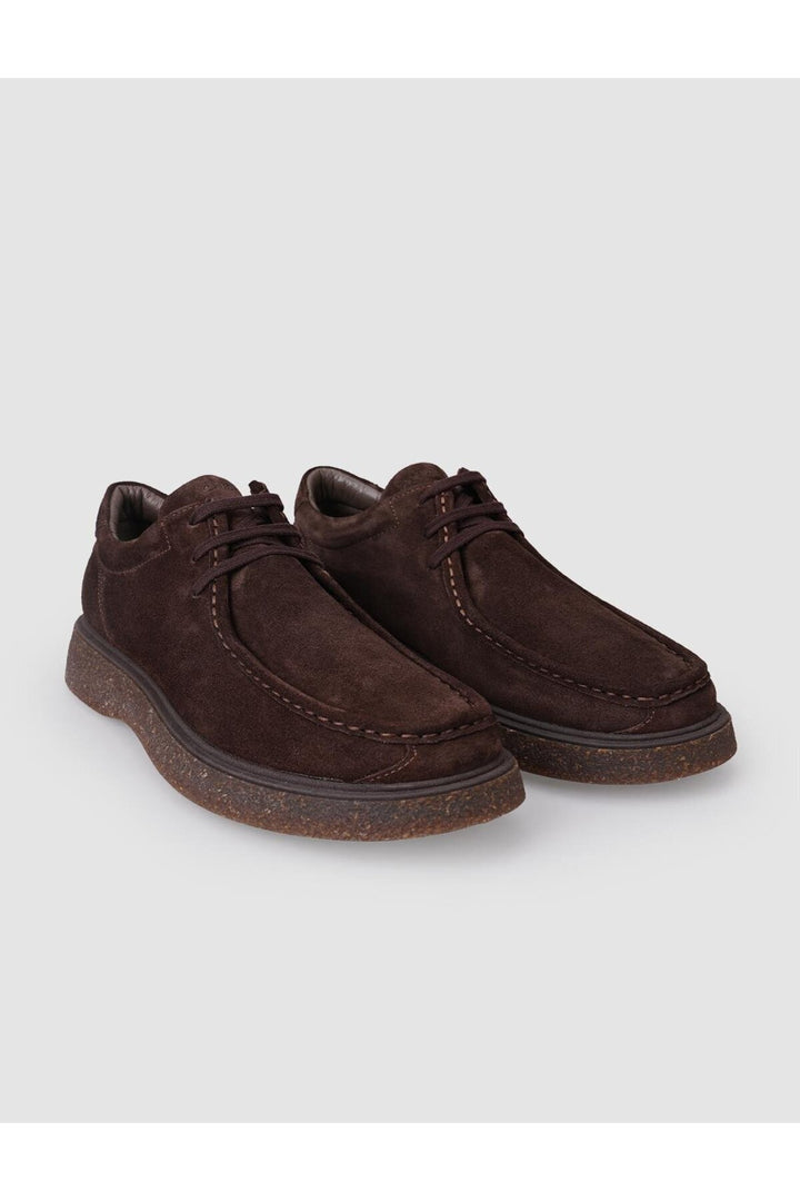Cabani Shoes %100 Cuir véritable Chaussures de ville en daim marron pour homme à lacets - Marron