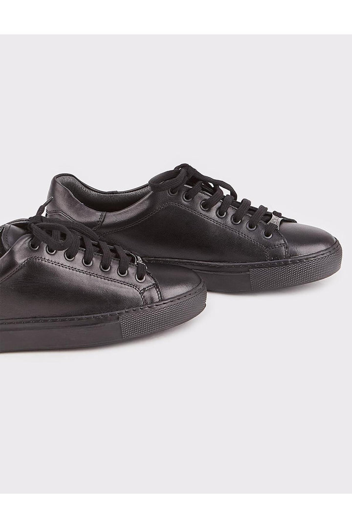 Cabani Shoes Chaussures de sport pour femmes en cuir véritable noires à lacets et coutures. - Multicolore