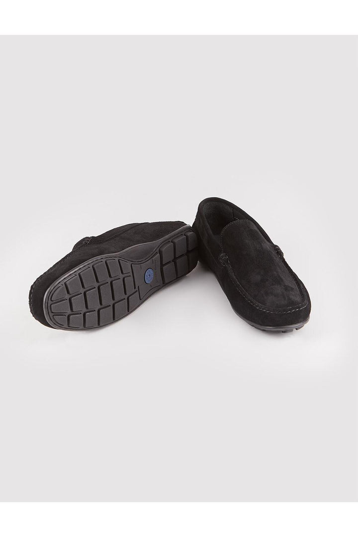 Cabani Shoes Chaussures Loafer pour hommes en suède noir sans lacets en cuir véritable - Noir