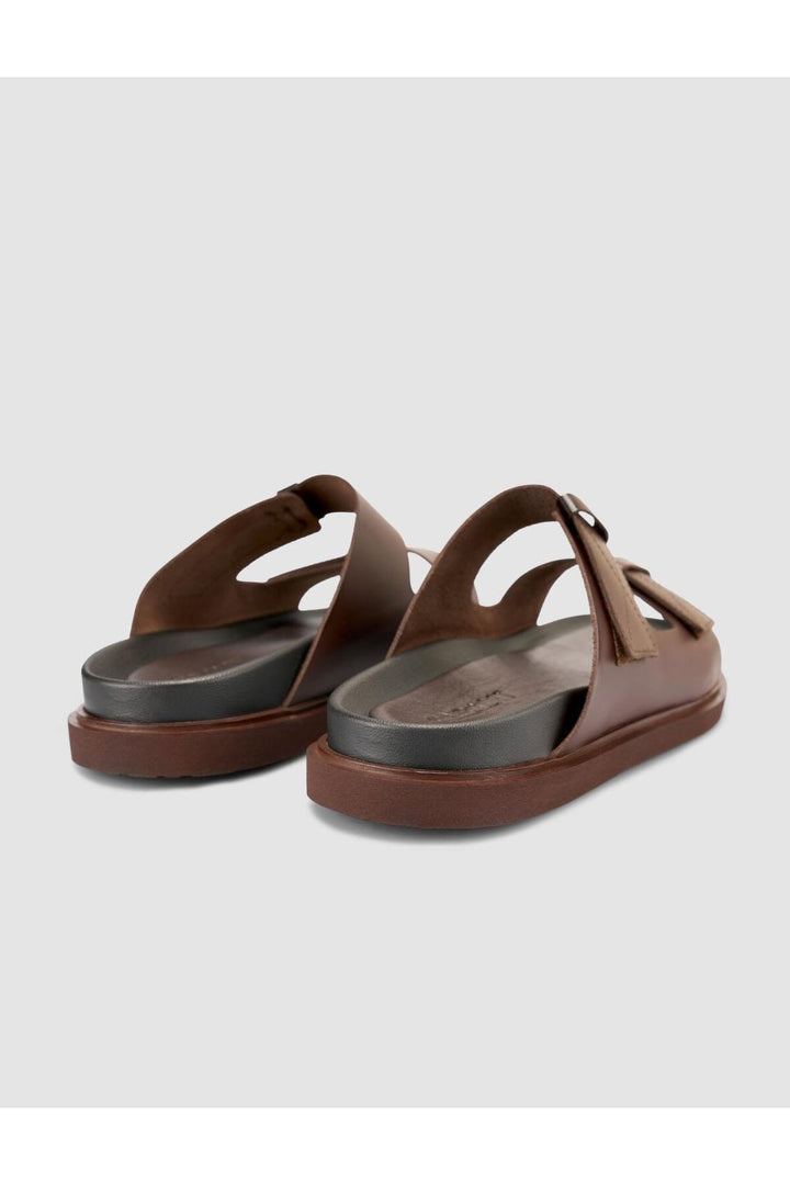 Cabani Shoes %100 Cuir véritable Sandales à velcro pour hommes marron - Multicolore