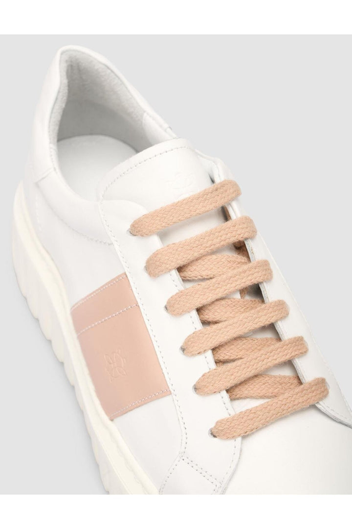Cabani Shoes MonaMae 100% Cuir Véritable Blanc - Blanc / Poudre