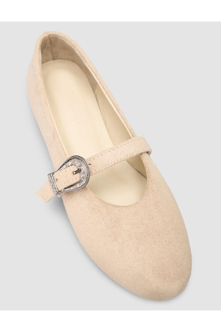 Cabani Shoes Ballerines femmes beige avec détail de boucle en suède Saros - Beige