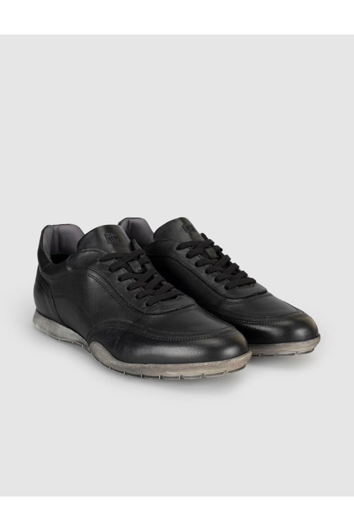 Cabani Shoes Baskets décontractées pour hommes en cuir véritable noir - Multicolore