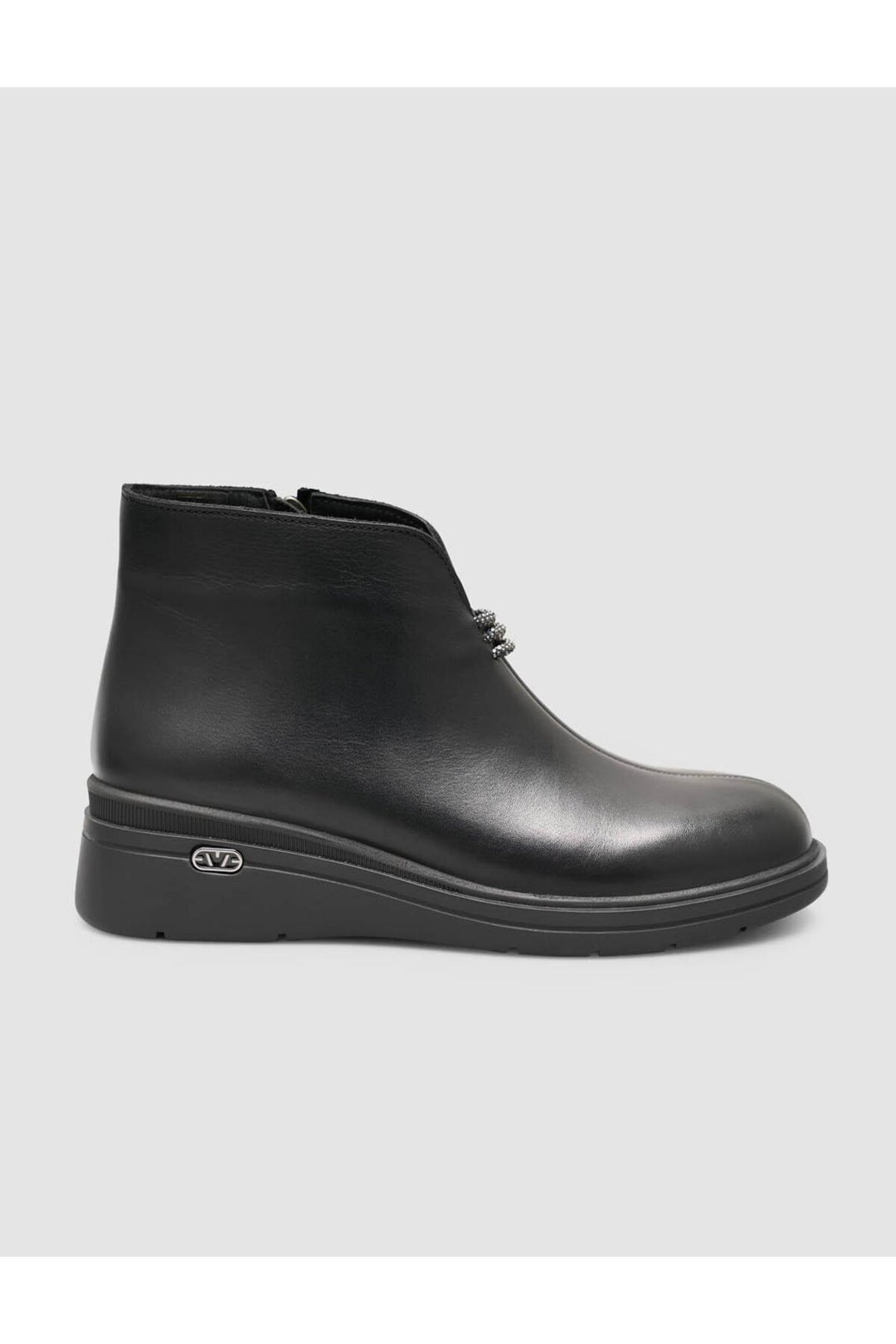 Cabani Shoes Bottines quotidiennes pour femmes en cuir véritable noir avec fermeture éclair - Multicolore