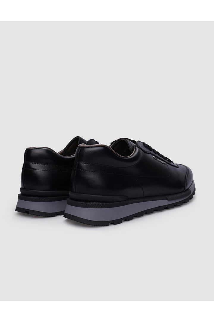 Cabani Shoes Lodi %100 Cuir Véritable Baskets Noires à Lacets pour Hommes - Noir