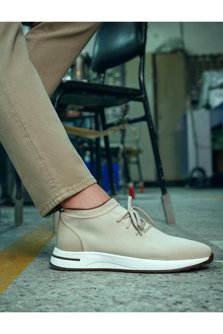 Cabani Shoes Modena Triko Beige Chaussures de Sport pour Homme à Lacets - Beige