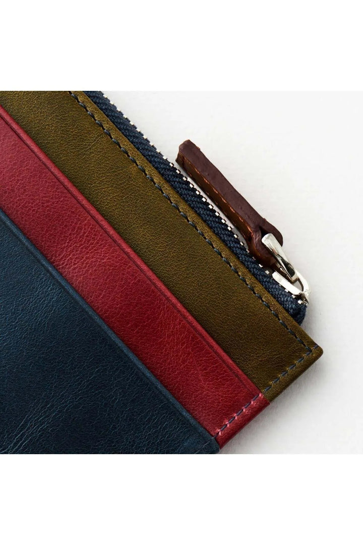 helmbrook Seward - Cuir véritable - Bleu marine - Multicolore - Homme - Conception de poche - Fermeture à glissière - Porte-cartes Rfid protégé