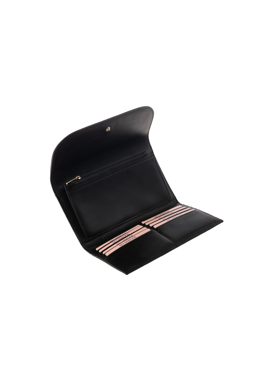 Helmbrook Charlotte Cuir véritable Noir Femmes Fermeture Éclair Fabriqué à la main Grand Portefeuille avec Fermeture Éclair Couvercle Protégé Rfid