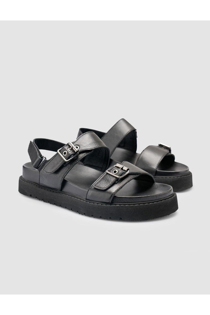Cabani Shoes %100 Cuir véritable Sandales noires pour femmes - Multicolore