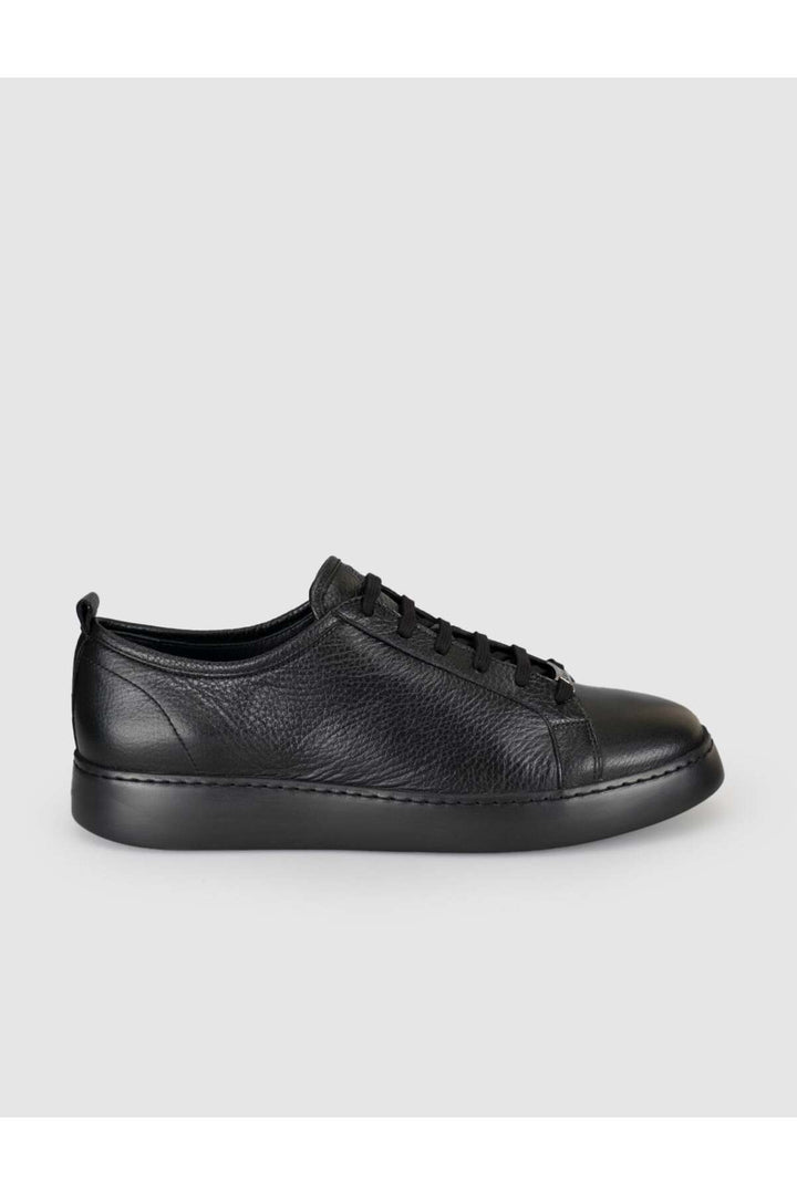 Cabani Shoes Baskets homme en cuir de veau véritable noir à lacets. - Multicolore