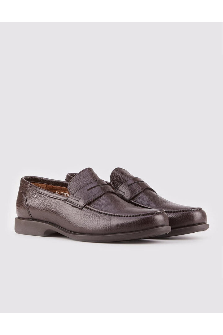 Cabani Shoes Chaussures Loafer pour hommes en cuir véritable avec détails de ceinture marron - Marron